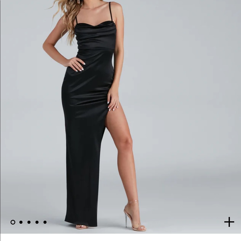 Windsor Lola High Slit Satin Dress